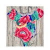 New style ruffle-shoulder  one piece colorful flower print swimwear 17076