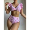 Leopard Print Bikini Swimsuit Set Sexy Fly Edge Bikini Women 1034