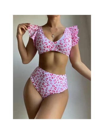 Leopard Print Bikini Swimsuit Set Sexy Fly Edge Bikini Women 1034