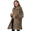 Black And White Extra Cover Women's Leopard Print Pocket Loose Plush Coat YM8629