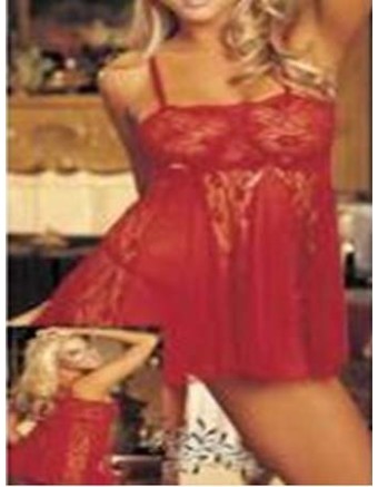 Babydoll with Red Lace Trim M3282A