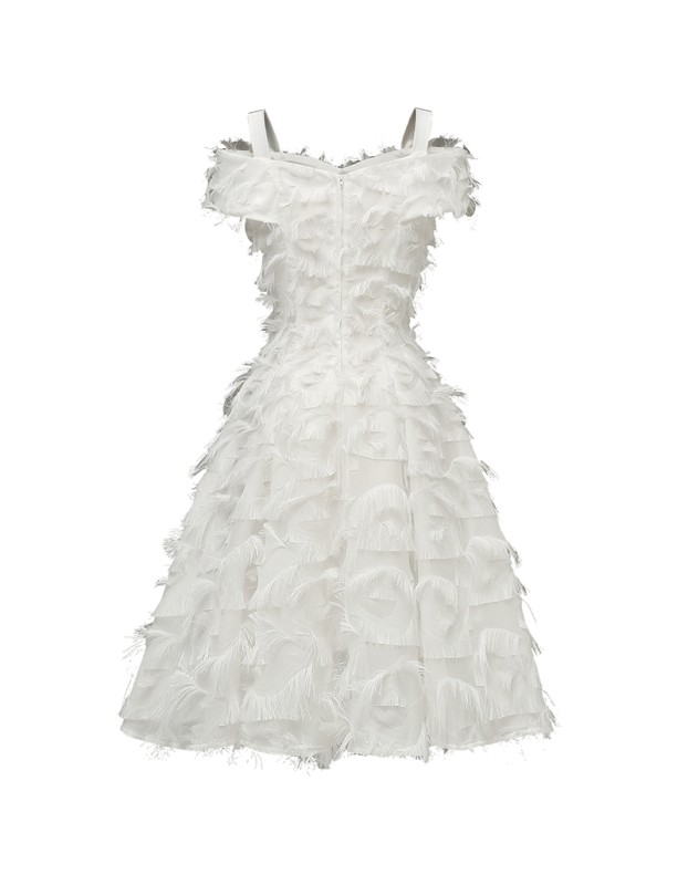 Sexy Suspenders Gown Evening Feather Formal Elegant Party Dress CD1715