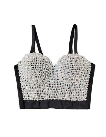 Pearl Suspender Short Shaped Top Nailed Beaded Colored Diamond Corset KN8156