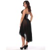 Exotic Halter Black Mesh Patchwork Leather Long Dress M7284