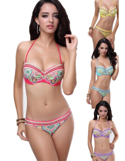 Sexy Charming Paisley Bandeau Bikini M5252