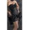 sexy black satin corset with skirt m1761