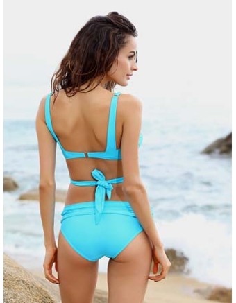 Blue Coral Wrap Halter Top Bikini M5292b