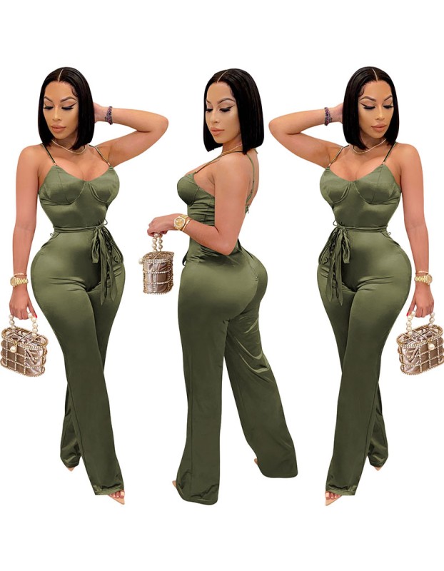 Recreational Temperament Sexy Long Straight Tube Rompers Women Jumpsuit X3717