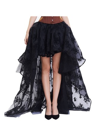 Black Fluffy Tulle Steampunk Skirt m31693
