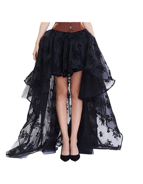 Black Fluffy Tulle Steampunk Skirt m31693