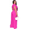Fashion Crop Solid Color Wide Leg Pants Two Sets 9411