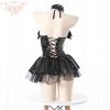 Women Imp Bat Patent Leather Witch Dress Costume Daemon Uniform Cosplay FSM096