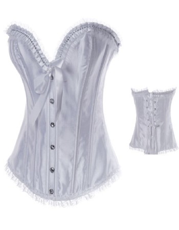 white satin corset with lace trimmed m1869A
