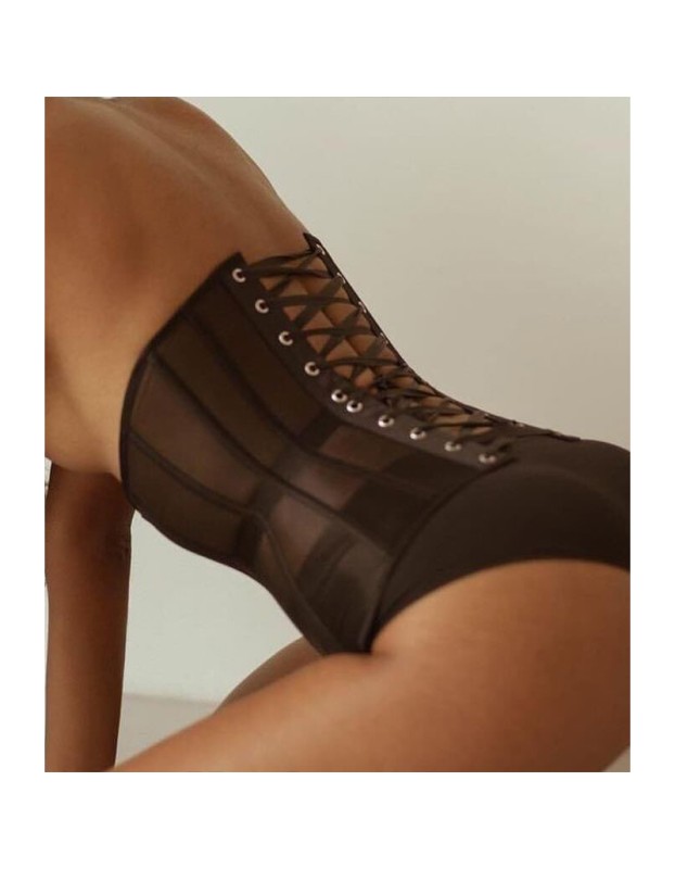 Slim Fit Strap Adjusting Rubber Bone French With Gauze Breathable Corset WK2320