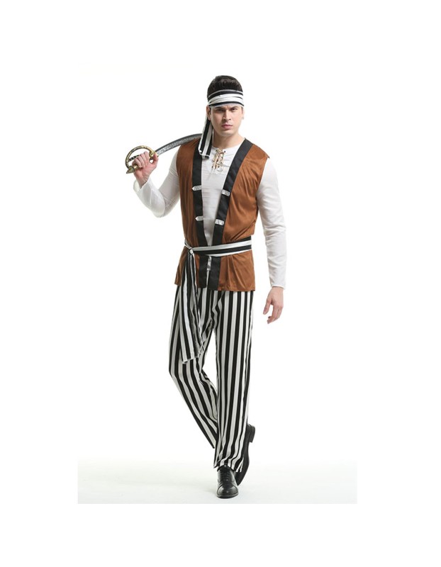 Men Pirates Of The Caribbean Costume Game Halloween Knight Costume XY82239