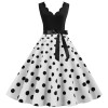 Burnt Polka Print Dot Office Wear Sleeveless V-neck White Dress JY14721