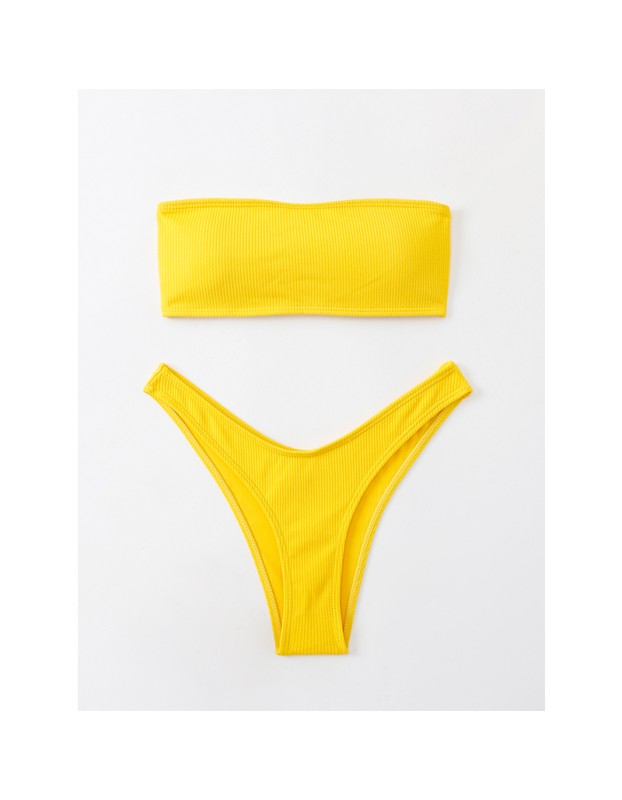 Solid Color Swimwear Swimsuit Strap Split Sexy Bikini Set A2204