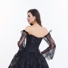Lace long-sleeve one-line tights corset