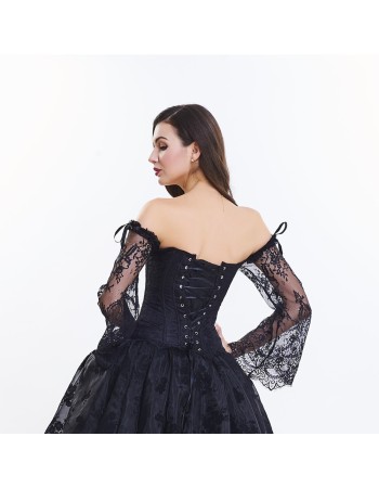Lace long-sleeve one-line tights corset