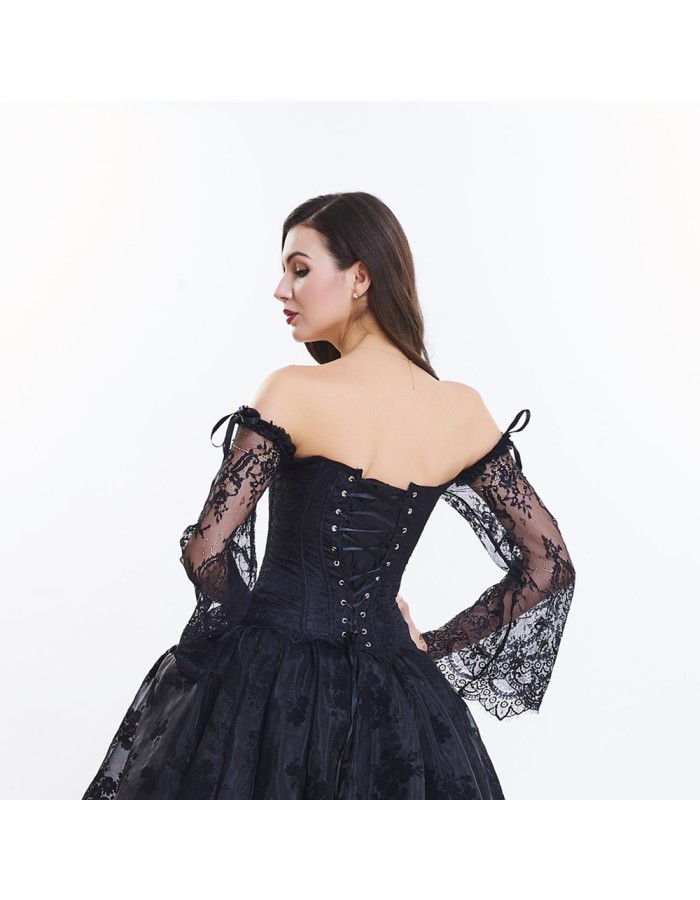 Lace long-sleeve one-line tights corset