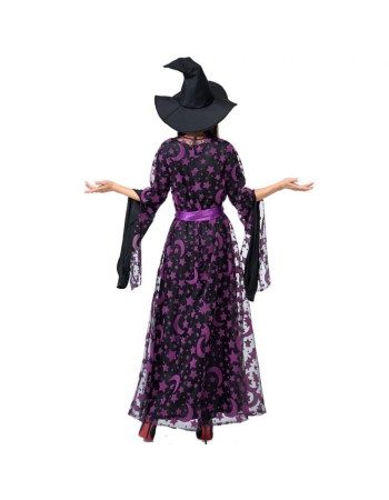 Print Funny Magic Broom Witch Cosplay Costume Wizard Jumpsuit Halloween M40768