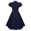 Contrast Color Christmas Formal Dovetail V-neck Puff Sleeves Dress CD1789