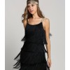Sexy Sleeveless Straps Low Cut Tassel Mini Dress M30449