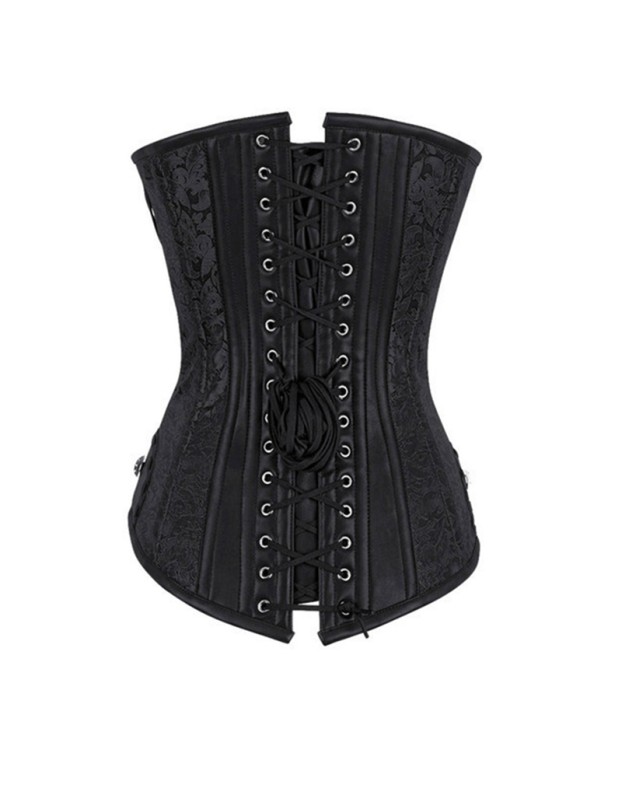 12 Steel Boned Black Red Steampunk Corset Zip Patchwork M1412