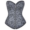 Women Sexy Jacquard Floral Overbust Corset With Zipper Bustier Top M1441