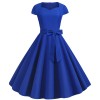 Solid Color Retro Short Sleeve 2022 Spring Elegant Casual Dresses JY14129