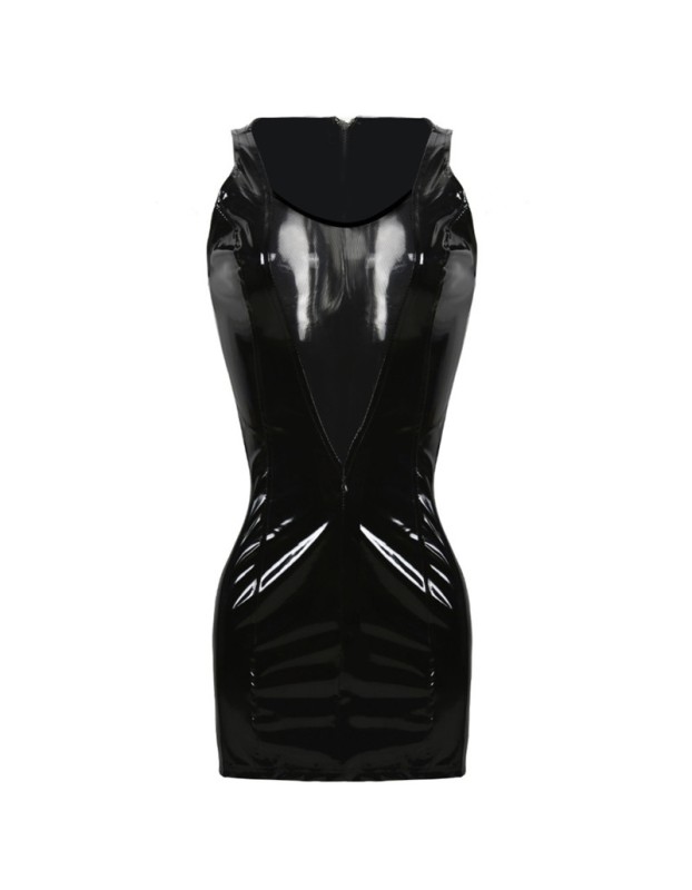 Sexy PVC Shiny Leather Mesh Dress m7294