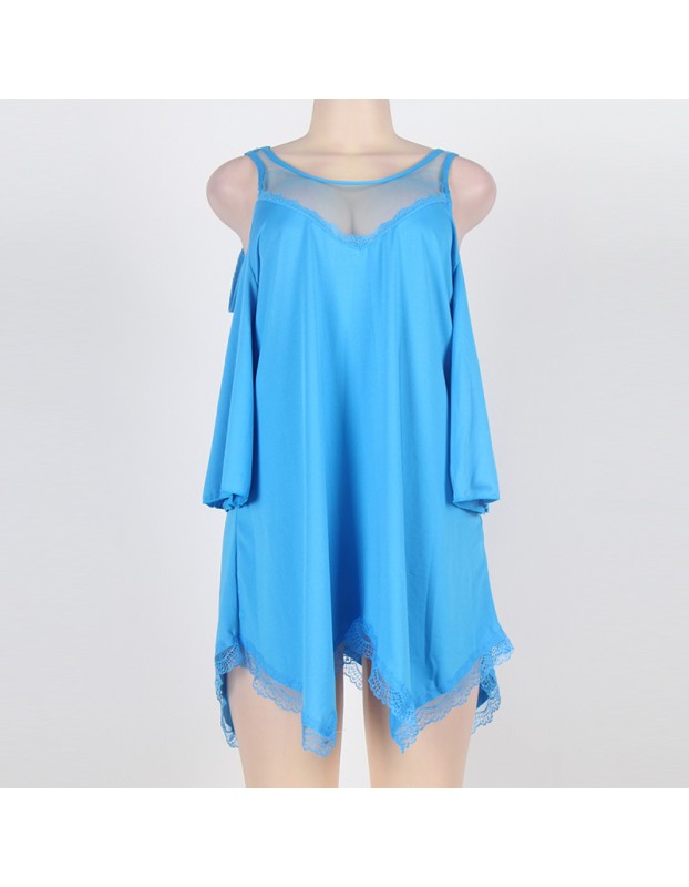 Solid Sexy Sleepwear Plus Size Sleep Dress M30361