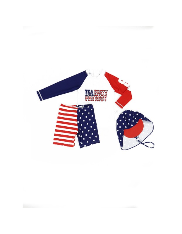Long Sleeve Shorts Split Handsome Boy Swimsuit Three-Piece Teen Swimsuit KF216