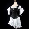 Retro Style Fan Shaped Corset Skirt U Collar Steel Bone Corset WK2297