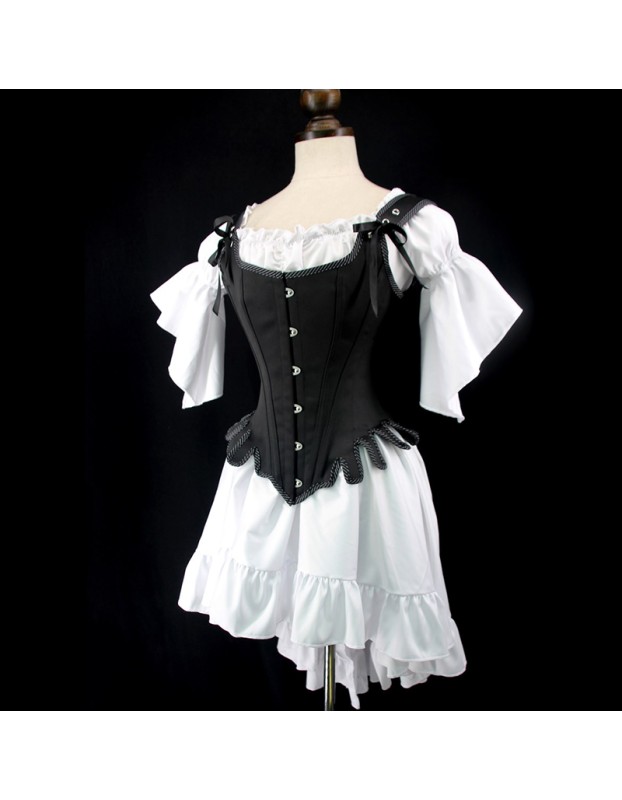 Retro Style Fan Shaped Corset Skirt U Collar Steel Bone Corset WK2297