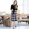 Leopard Print Plaid Long Stitching Body Lace Up Ladies Evening Jersey Dress LQ169