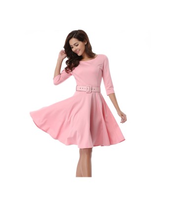 Pretty Fashion Office Lady Summer Casual Woman Dress With Belt