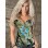black color corset with green leaf and blue flower m1925