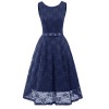 Round Collar Sleeveless Tulle Midlength Party Evening Print Formal Dress CD1607