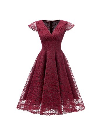 Wedding Party Retro Slim Ladies Formal  Lace Mesh Dress CD1717