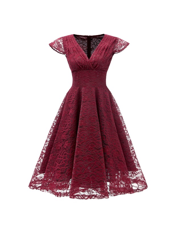 Wedding Party Retro Slim Ladies Formal  Lace Mesh Dress CD1717