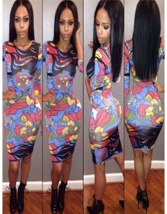 Floral Print Party Evening Dress M2331