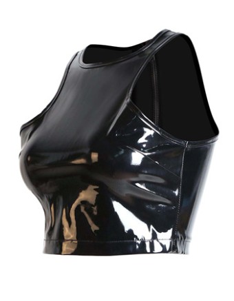 Black Women Leather Bra Tops M7273
