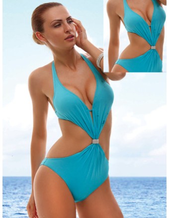 Blue Push-up Triangle Teddy Swimwear M5399