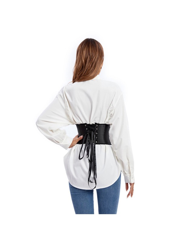Plus Size Black Contracted Abdominal Belt Short Style Outer Wear Waist Corset QF859