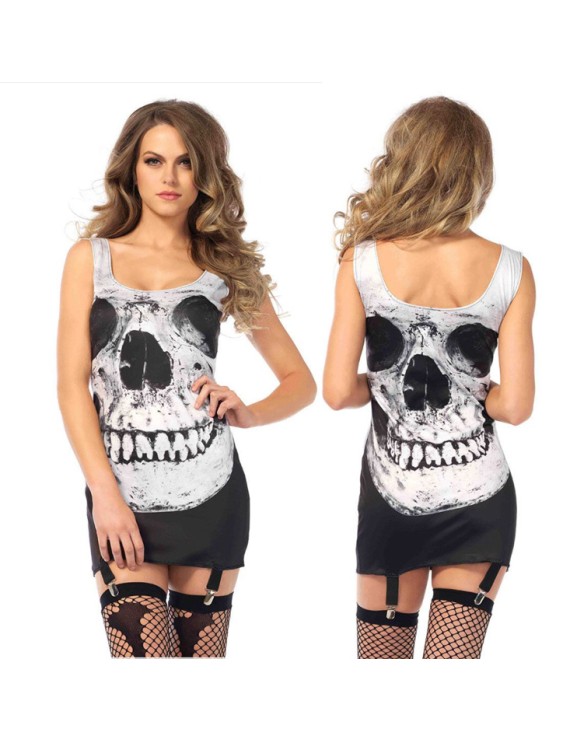 New Skeleton T-Shirt  Women Cosplay Skull Costumes M40482