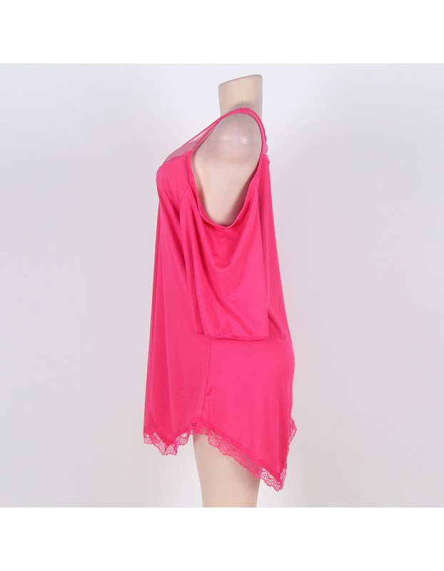 Solid Sexy Sleepwear Plus Size Sleep Dress M30361