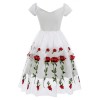 White And Black Mesh Sexy Transparent Rose Elegant Women Evening Print Dresses CD1609