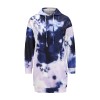 Mid-Length Pullover O-Neck Casual Tie Dye Printed Sweater Hoodie Dress LQ155