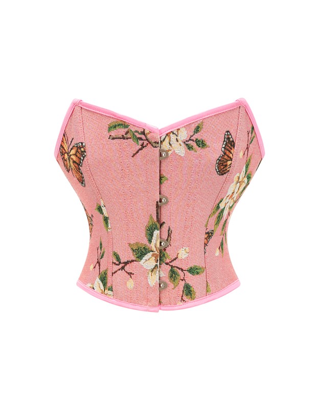 Sexy Bustier Butterfly Print Corset Tops For Women Waist Trainer Short Corset 22047